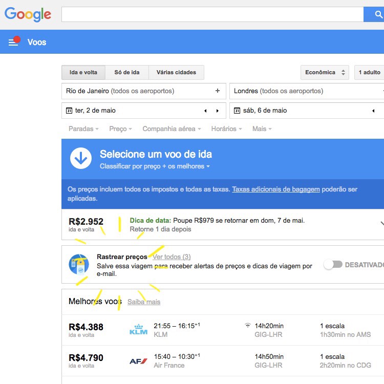 Google Flights dicas uso do site