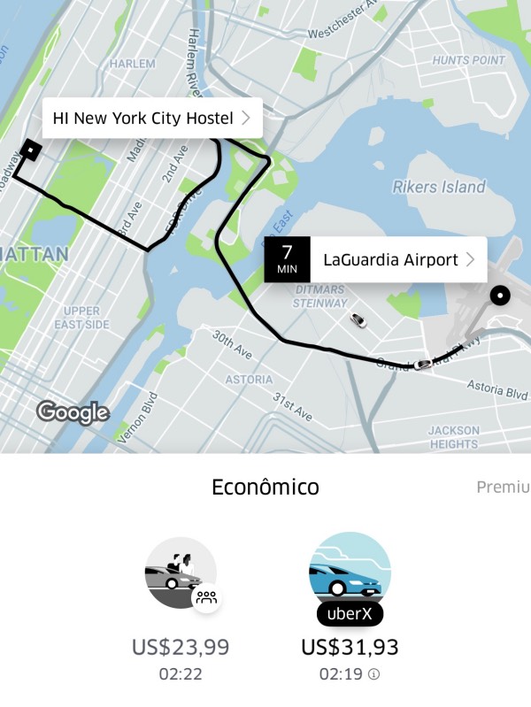 Corrida de Uber em Nova York